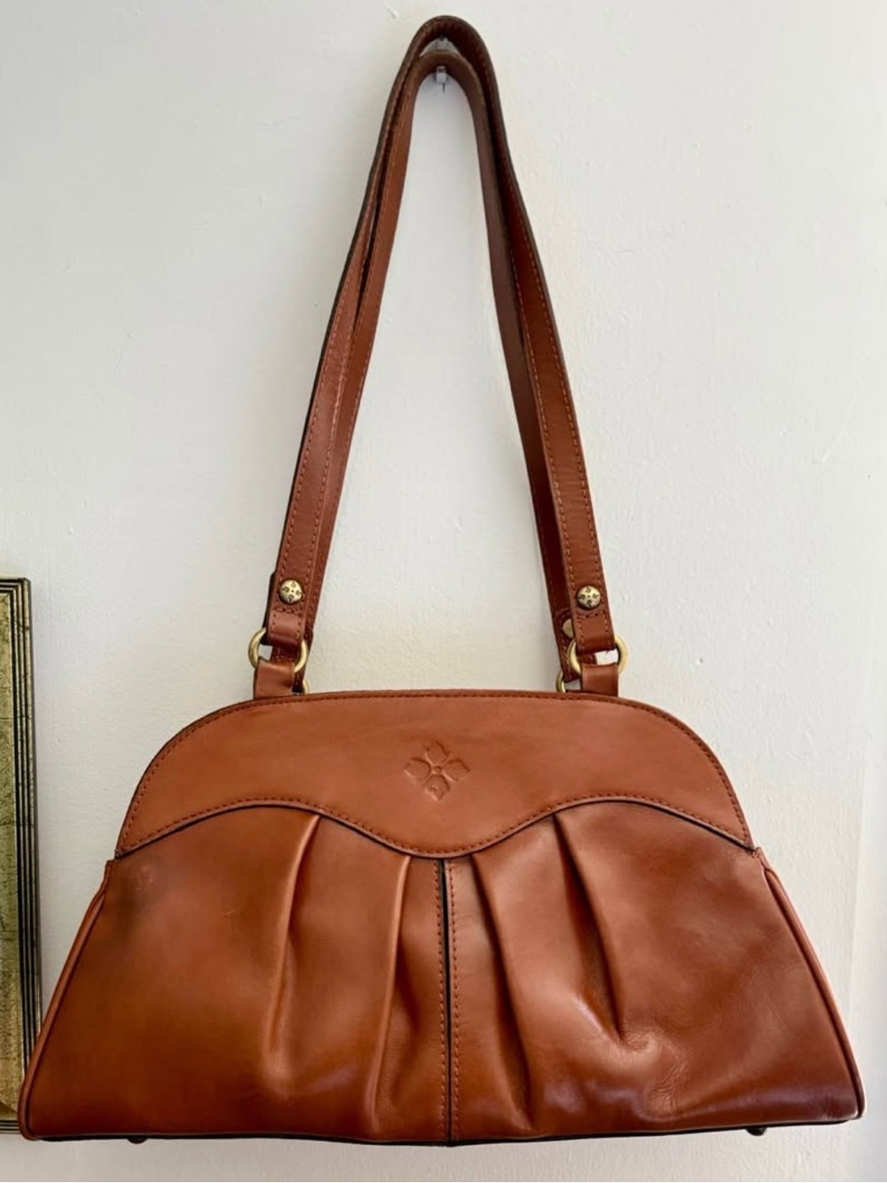 Patricia Nash Macellara Oval Shoulder Bag Purse Cognac Brown